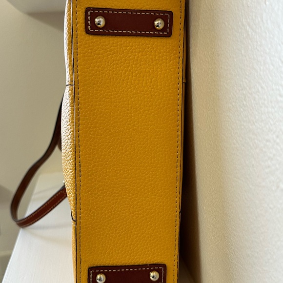 Dooney & Bourke Mustard Yellow Tote with Brown Straps - Picture 6 of 13
